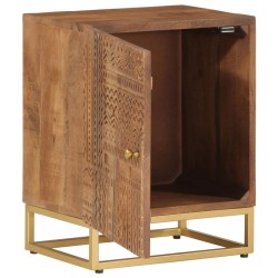 vidaXL Mesita de noche madera maciza de mango y hierro 40x30x50 cm