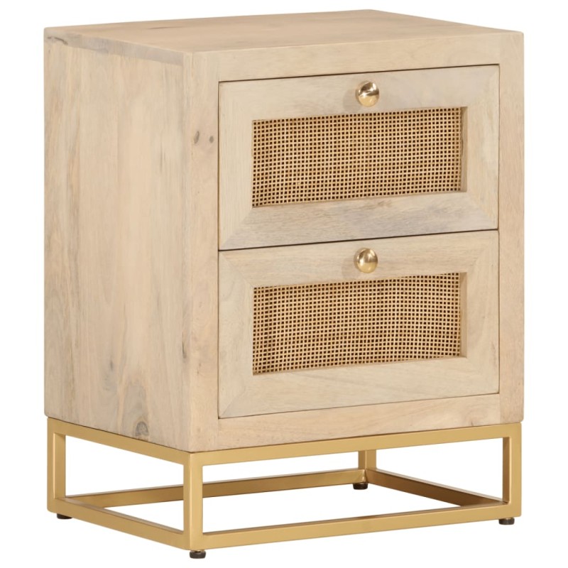 vidaXL Mesita de noche madera maciza de mango y hierro 40x30x50 cm vidaXL Mesita de noche madera maciza de mango y hierro 40x30x50 cm