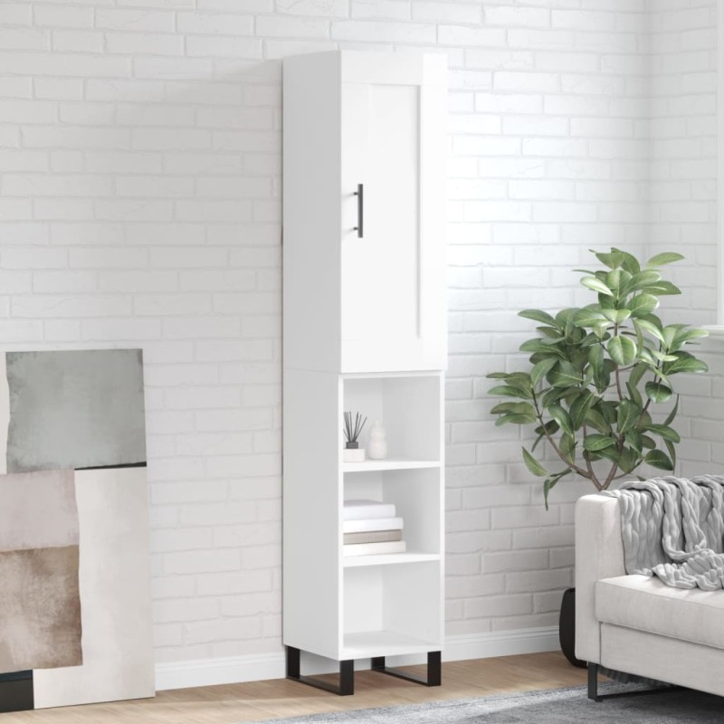 vidaXL Aparador alto madera contrachapada blanco brillo 34,5x34x180 cm vidaXL Aparador alto madera contrachapada blanco brillo 34,5x34x180 cm