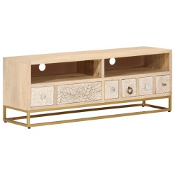 vidaXL Mueble de TV madera maciza de mango y hierro 110x30x40 cm