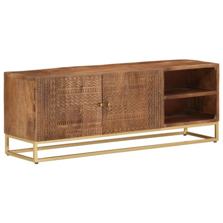 vidaXL Mueble de TV madera maciza de mango y hierro 110x30x40 cm