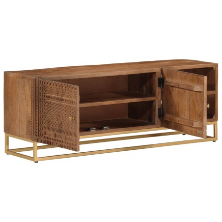 vidaXL Mueble de TV madera maciza de mango y hierro 110x30x40 cm
