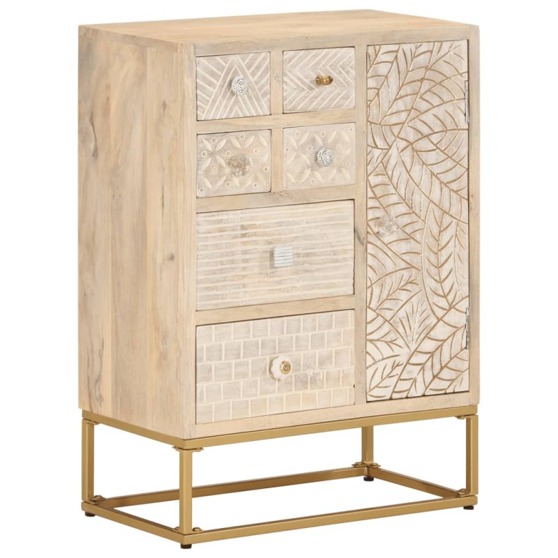 vidaXL Aparador de hierro y madera maciza de mango 55x30x76 cm