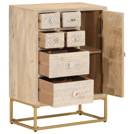 vidaXL Aparador de hierro y madera maciza de mango 55x30x76 cm