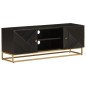 vidaXL Mueble de TV madera maciza de mango y hierro negro 110x30x40 cm vidaXL Mueble de TV madera maciza de mango y hierro negro 110x30x40 cm