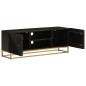 vidaXL Mueble de TV madera maciza de mango y hierro negro 110x30x40 cm vidaXL Mueble de TV madera maciza de mango y hierro negro 110x30x40 cm