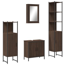 vidaXL Set de muebles baño 4 pzas madera contrachapada roble marrón