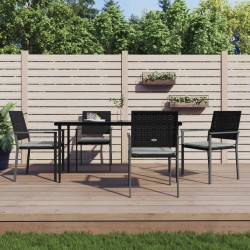 vidaXL Juego comedor jardín 5 piezas y cojines ratán sintético y acero