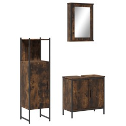 vidaXL Set de muebles baño 3 pzas madera contrachapada roble ahumado