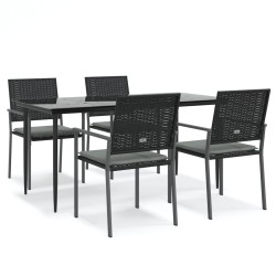 vidaXL Juego comedor jardín 5 piezas y cojines ratán sintético y acero