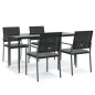 vidaXL Juego comedor jardín 5 piezas y cojines ratán sintético y acero vidaXL Juego comedor jardín 5 piezas y cojines ratán sintético y acero