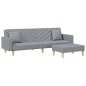 vidaXL Sofá cama de 2 plazas con almohadas y taburete tela gris claro vidaXL Sofá cama de 2 plazas con almohadas y taburete tela gris claro