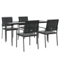 vidaXL Juego comedor jardín 5 piezas y cojines ratán sintético y acero vidaXL Juego comedor jardín 5 piezas y cojines ratán sintético y acero