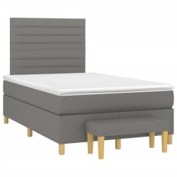 vidaXL Cama box spring con colchón tela gris oscuro 120x190 cm