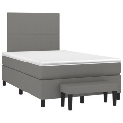 vidaXL Cama box spring con colchón tela gris oscuro 120x190 cm