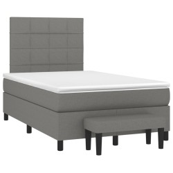 vidaXL Cama box spring con colchón tela gris oscuro 120x190 cm