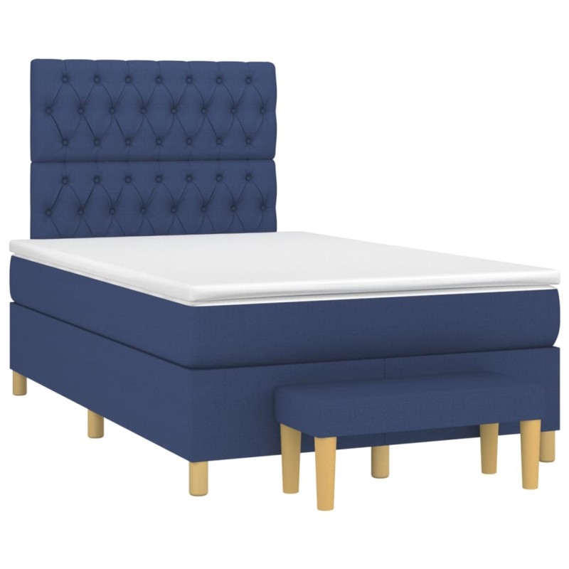 vidaXL Cama box spring con colchón tela azul 120x190 cm vidaXL Cama box spring con colchón tela azul 120x190 cm