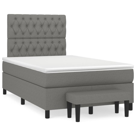 vidaXL Cama box spring con colchón tela gris oscuro 120x190 cm