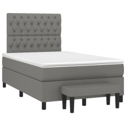 vidaXL Cama box spring con colchón tela gris oscuro 120x190 cm