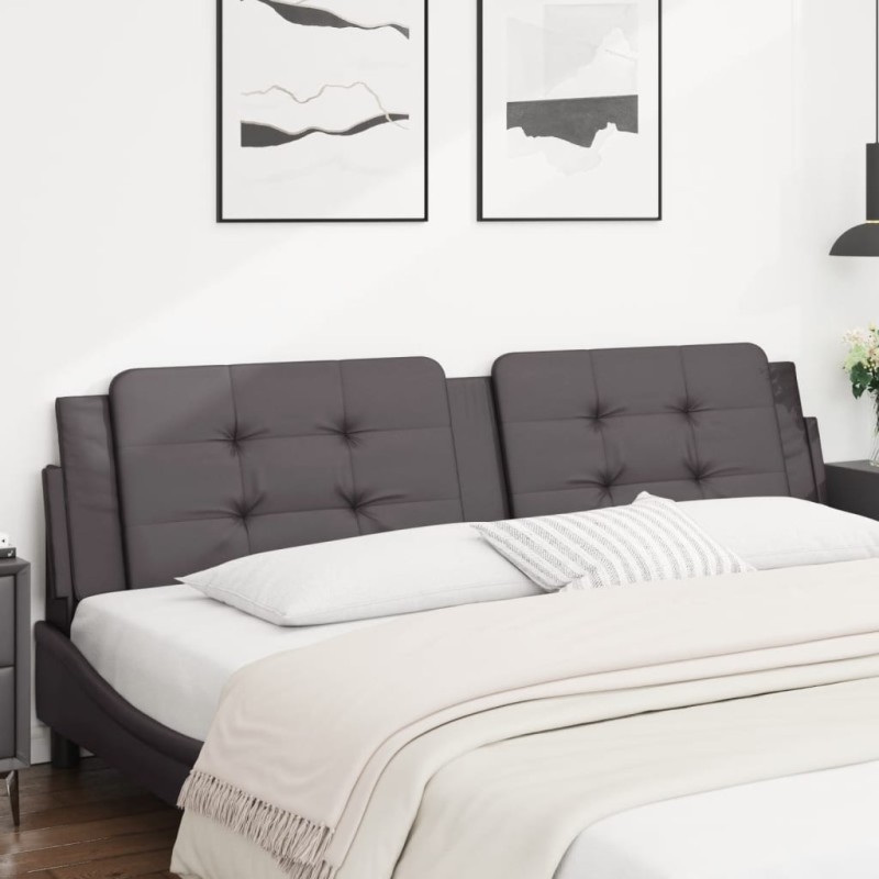vidaXL Cabecero de cama acolchado cuero sintético gris 200 cm vidaXL Cabecero de cama acolchado cuero sintético gris 200 cm