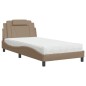 vidaXL Cama con colchón cuero sintético capuchino 100x200 cm vidaXL Cama con colchón cuero sintético capuchino 100x200 cm
