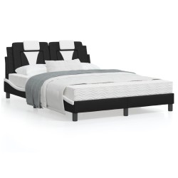 vidaXL Cama con colchón cuero sintético negro y blanco 120x200 cm