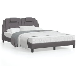 vidaXL Cama con colchón cuero sintético gris 120x200 cm