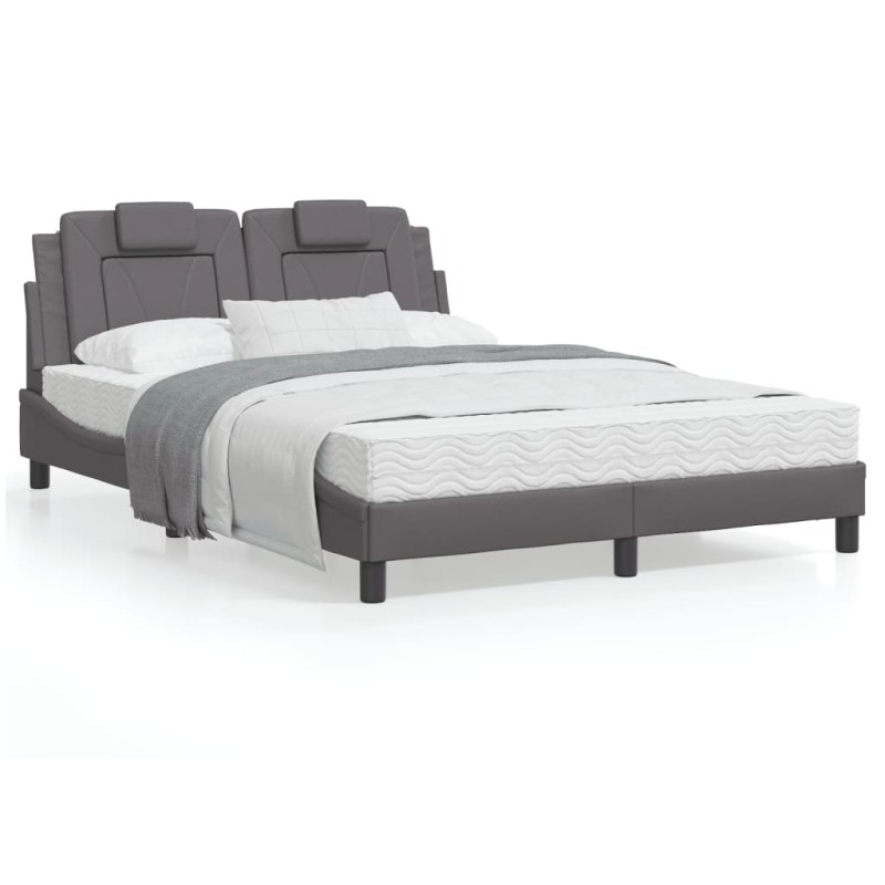 vidaXL Cama con colchón cuero sintético gris 120x200 cm vidaXL Cama con colchón cuero sintético gris 120x200 cm