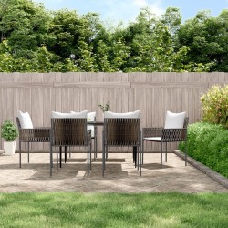 vidaXL Juego comedor jardín 7 piezas y cojines ratán sintético y acero