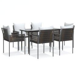 vidaXL Juego comedor jardín 7 piezas y cojines ratán sintético y acero