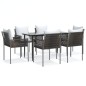 vidaXL Juego comedor jardín 7 piezas y cojines ratán sintético y acero vidaXL Juego comedor jardín 7 piezas y cojines ratán sintético y acero