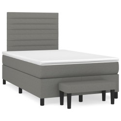 vidaXL Cama box spring con colchón tela gris oscuro 120x190 cm