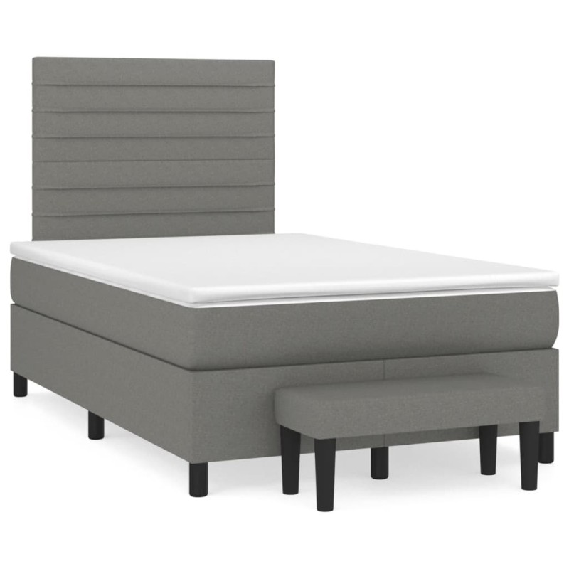vidaXL Cama box spring con colchón tela gris oscuro 120x190 cm vidaXL Cama box spring con colchón tela gris oscuro 120x190 cm