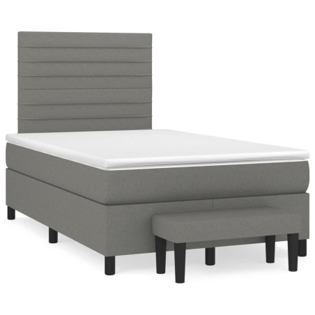 vidaXL Cama box spring con colchón tela gris oscuro 120x190 cm