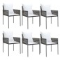 vidaXL Juego comedor jardín 7 piezas y cojines ratán sintético y acero vidaXL Juego comedor jardín 7 piezas y cojines ratán sintético y acero