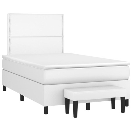 vidaXL Cama box spring con colchón cuero sintético blanco 120x190 cm