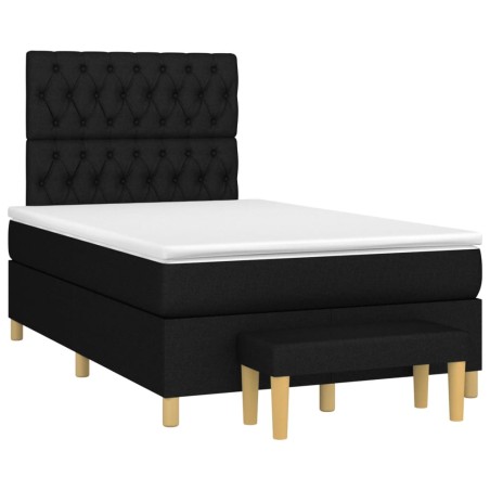 vidaXL Cama box spring con colchón tela negro 120x190 cm