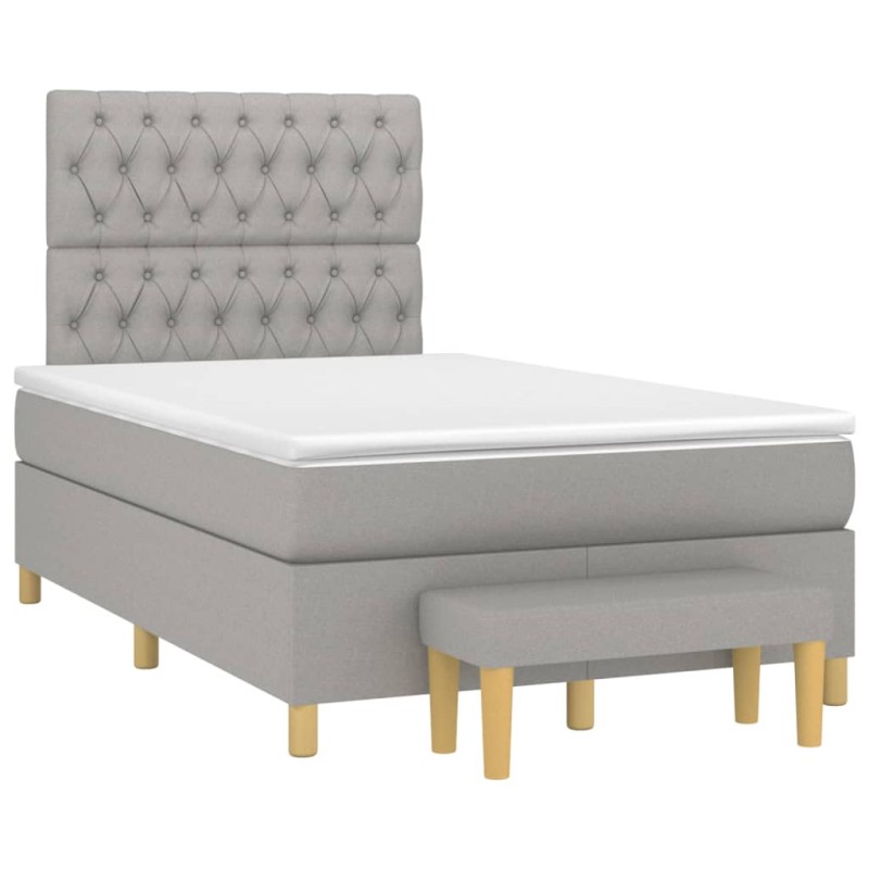 vidaXL Cama box spring con colchón tela gris claro 120x190 cm vidaXL Cama box spring con colchón tela gris claro 120x190 cm