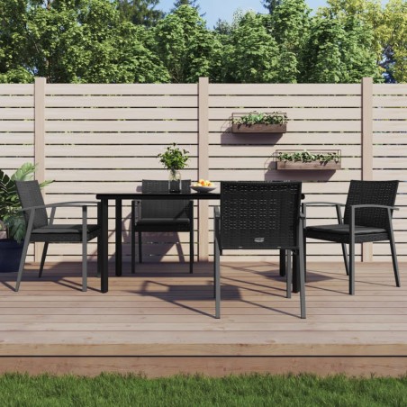 vidaXL Juego comedor jardín 5 piezas y cojines ratán sintético y acero