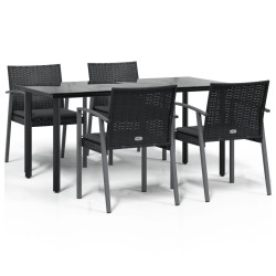 vidaXL Juego comedor jardín 5 piezas y cojines ratán sintético y acero