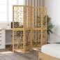 vidaXL Biombo separador de 4 paneles madera maciza paulownia marrón vidaXL Biombo separador de 4 paneles madera maciza paulownia marrón