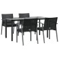 vidaXL Juego comedor jardín 5 piezas y cojines ratán sintético y acero vidaXL Juego comedor jardín 5 piezas y cojines ratán sintético y acero