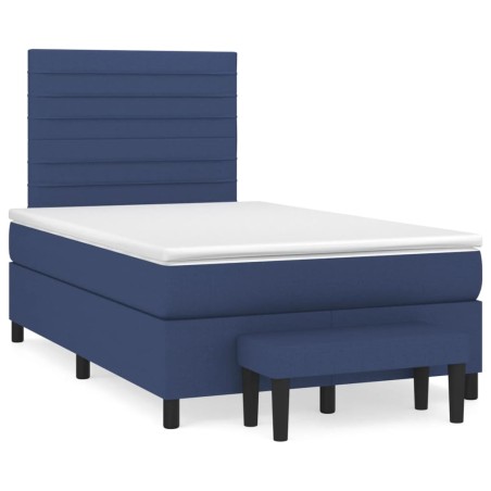 vidaXL Cama box spring con colchón tela azul 120x190 cm