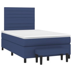 vidaXL Cama box spring con colchón tela azul 120x190 cm