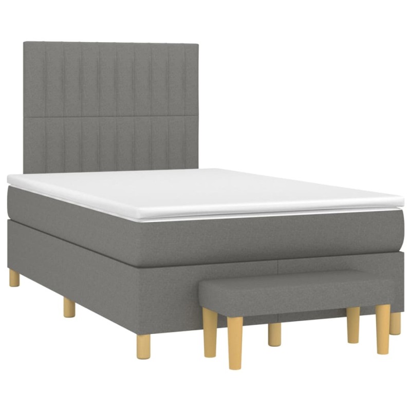 vidaXL Cama box spring con colchón tela gris oscuro 120x190 cm vidaXL Cama box spring con colchón tela gris oscuro 120x190 cm