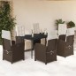 vidaXL Set comedor de jardín 7 pzas con cojines ratán sintético marrón vidaXL Set comedor de jardín 7 pzas con cojines ratán sintético marrón