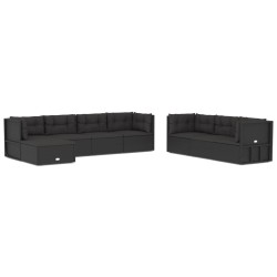 vidaXL Set de muebles de jardín 8 pzas y cojines ratán sintético negro