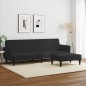 vidaXL Sofá cama de 2 plazas con taburete terciopelo negro vidaXL Sofá cama de 2 plazas con taburete terciopelo negro
