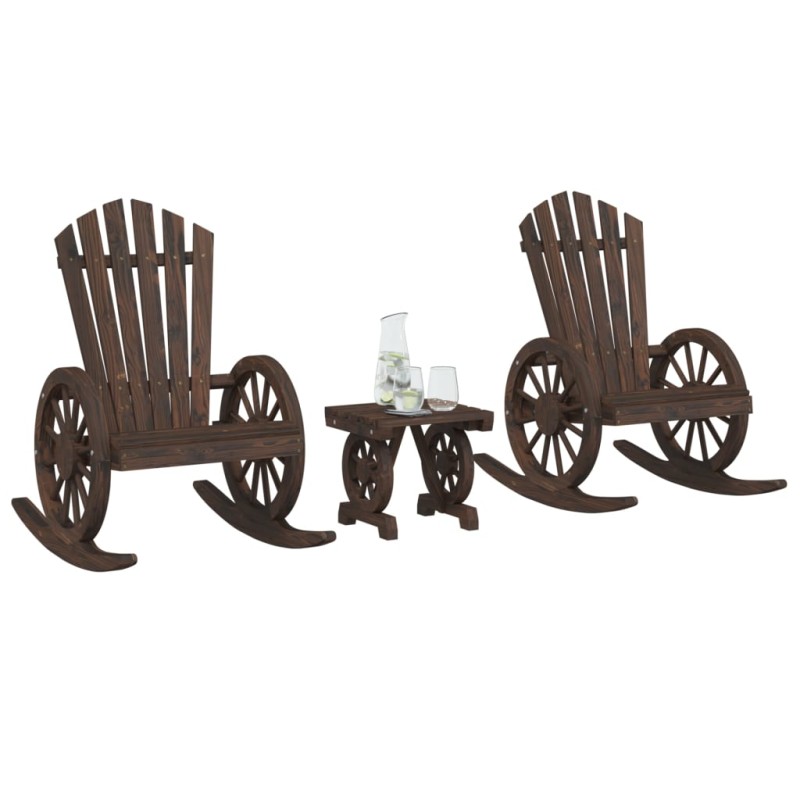 vidaXL Juego de muebles de jardín 3 piezas madera maciza de abeto vidaXL Juego de muebles de jardín 3 piezas madera maciza de abeto
