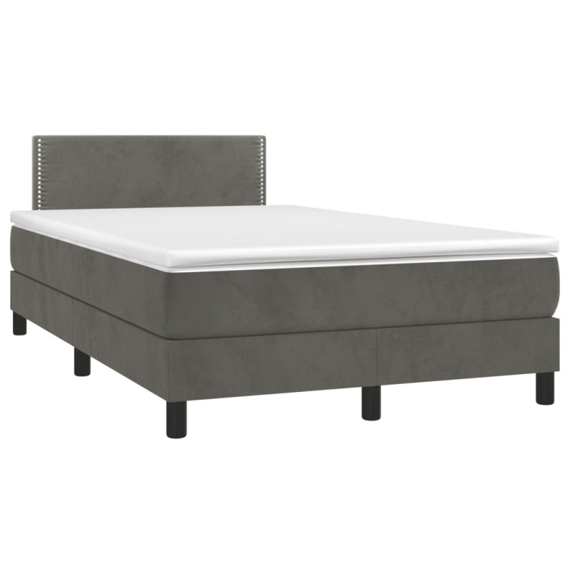 vidaXL Cama box spring colchón y LED terciopelo gris oscuro 120x190 cm vidaXL Cama box spring colchón y LED terciopelo gris oscuro 120x190 cm